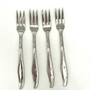MARCREST Set of 4 Atomic Starburst MCM Cocktail Forks Stainless Made in the USA
